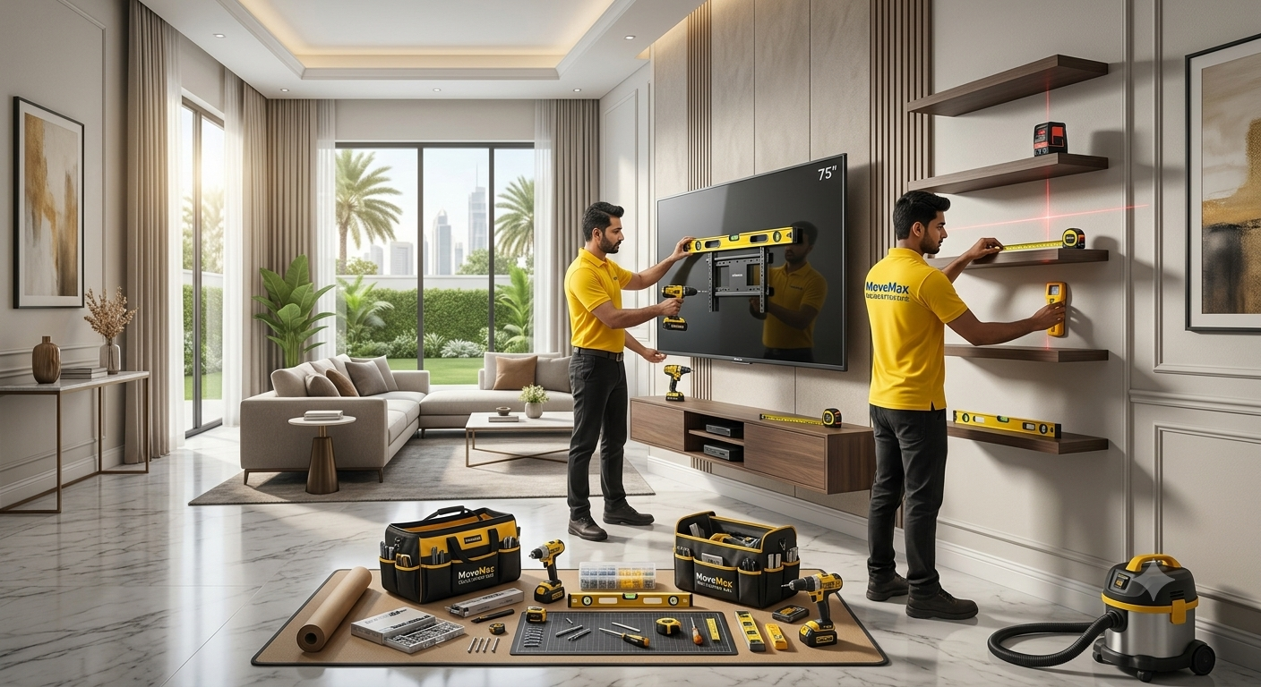 Completed furniture assembly service by MoveMax UAE inside a modern Dubai home